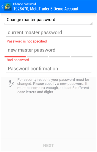 Changing the Master Password